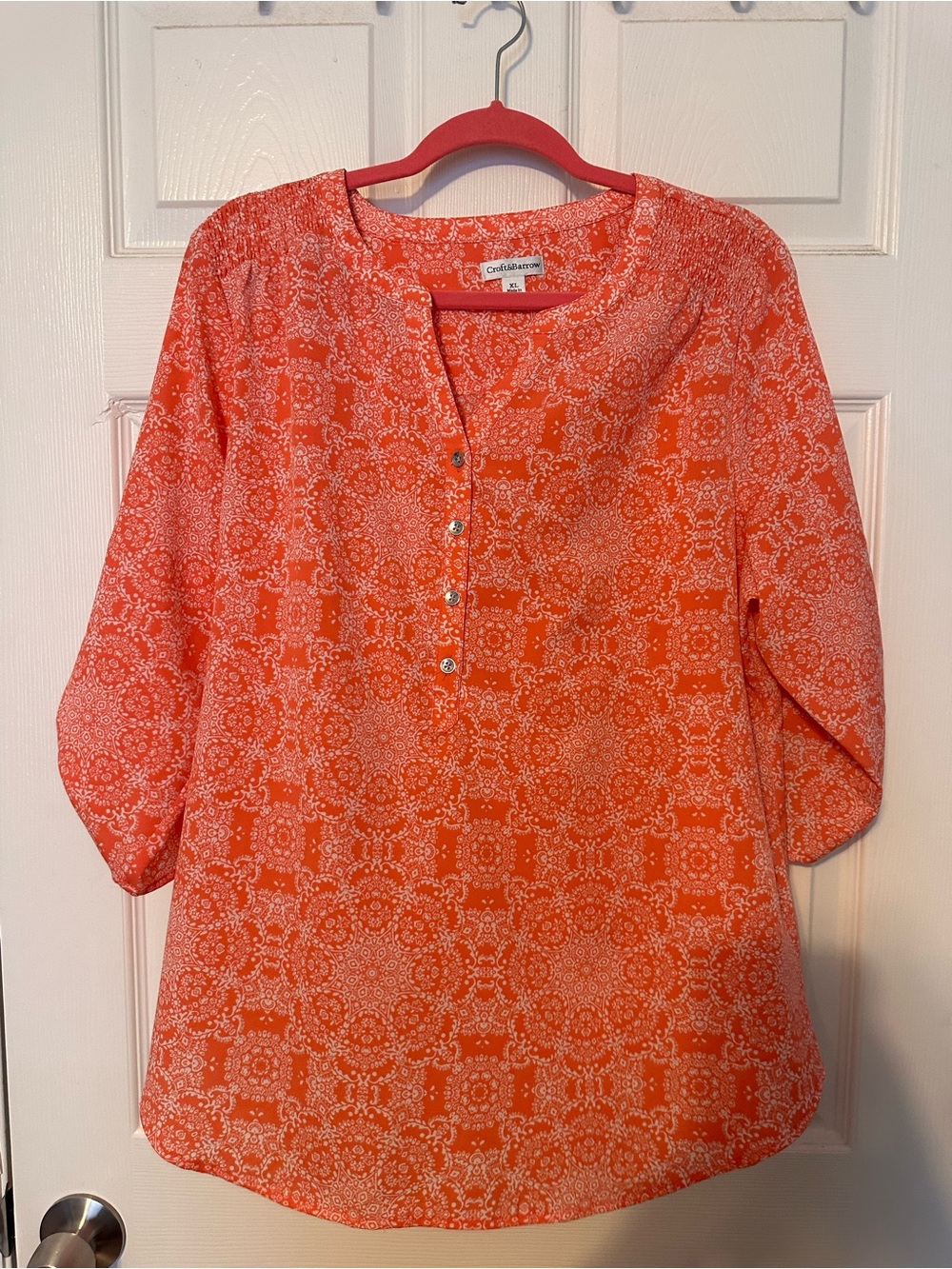 Women's Coral Printed Top